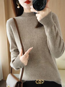 平面羊毛半高秋冬季爆款半高领纯色毛衣长袖百搭套头打底衫