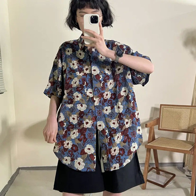 夏季潮流个性复古花衬衫