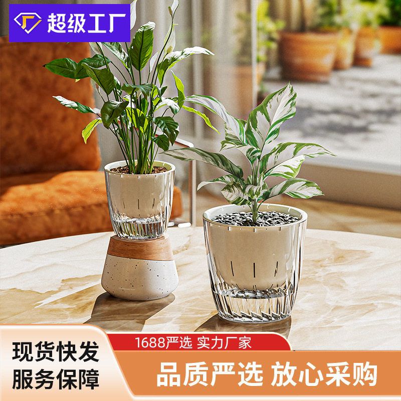新款透明高颜值懒人花盆绿萝兰花