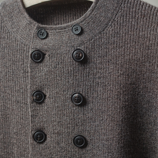 汉麻羊毛混纺 木棕 德国双排扣工作毛衣 pu244