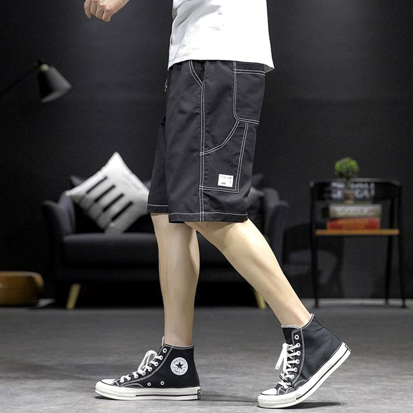 男生牛仔裤薄款帅气大码休闲短裤潮流ins夏季学生五分裤直筒宽松