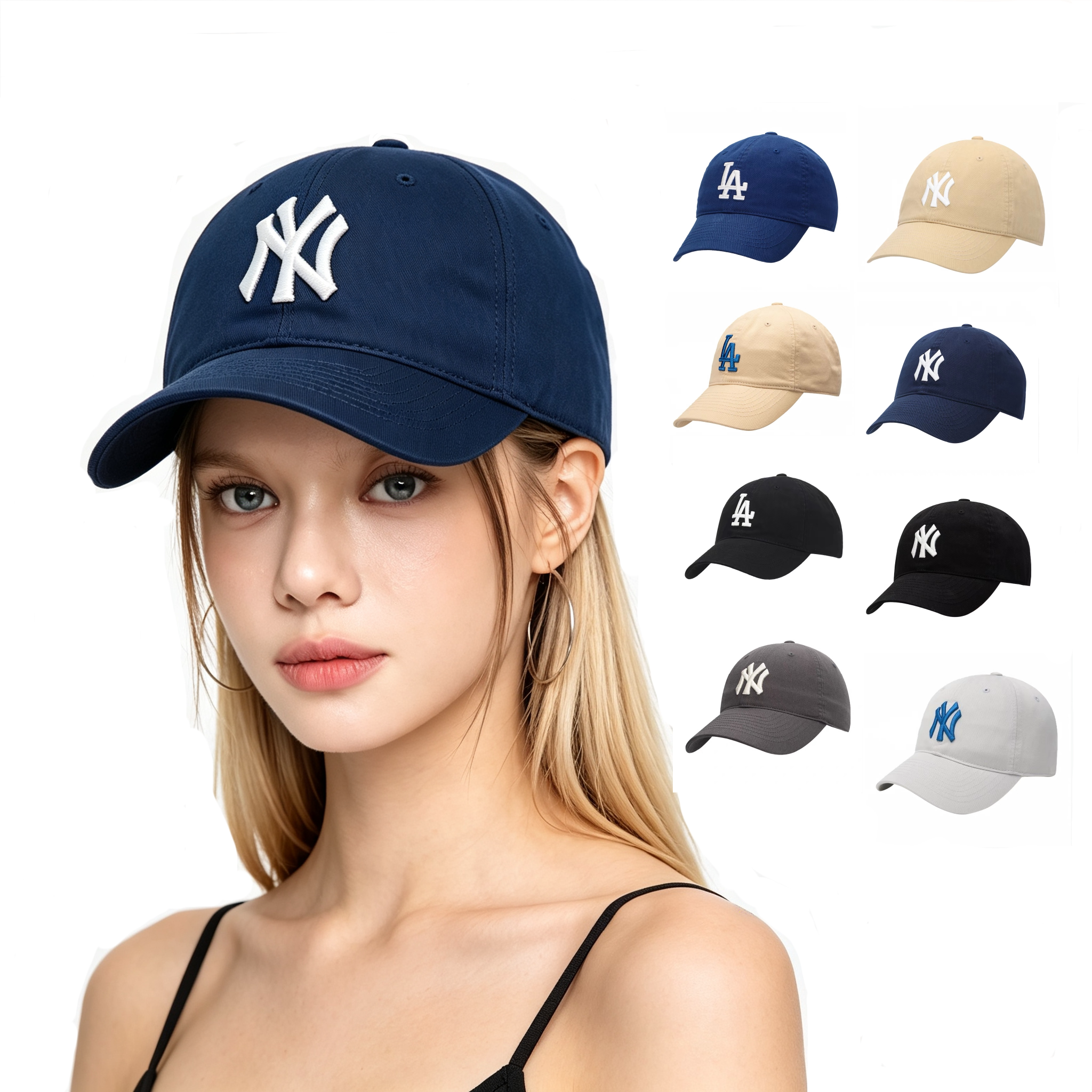 韩国正品MLB棒球帽软顶NY帽子大标情侣男女款LA运动帽可调节CP66