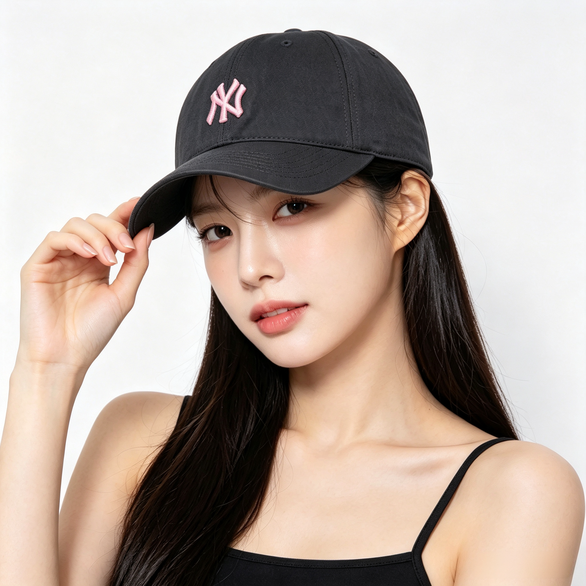韩国正品MLB炭灰粉标棒球遮阳帽
