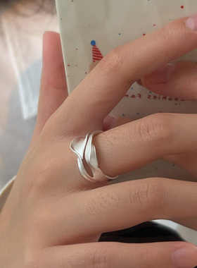 新款S925银喷砂双层戒指