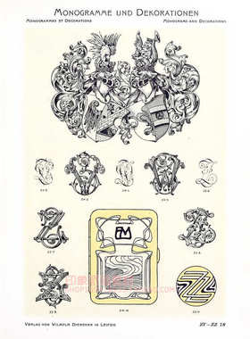 1908年复古设计素材资料字母组合和装饰徽章花纹图案 296P