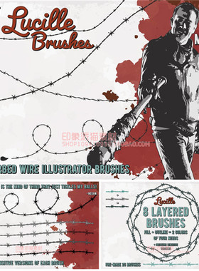 A0763矢量AI设计素材 带刺铁丝网纹理AI CC笔刷插件
