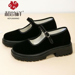 和韵祥坡跟老北京黑色布鞋女款软底防滑酒店上班中老年妈妈工作鞋