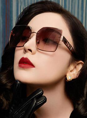帕莎经典太阳镜女个性无框切边时尚大框显瘦潮街拍防晒墨镜PS2043