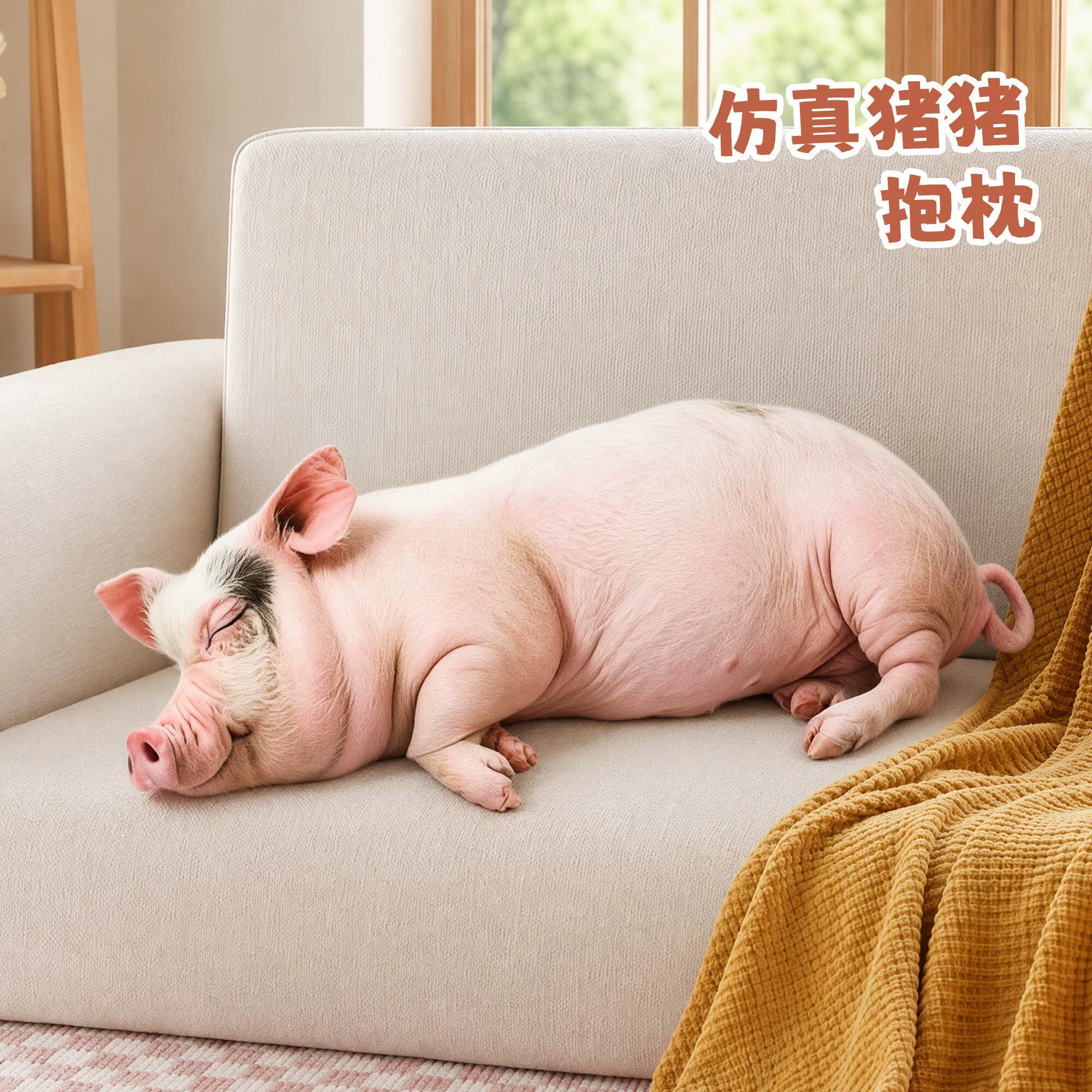 仿真小猪玩偶睡觉抱枕毛绒玩具公仔陪睡男女生日礼物丑萌搞怪娃娃