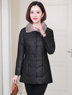 海宁皮衣真皮羽绒服女式2025冬季新款中年妈妈绵羊皮外套大衣短款