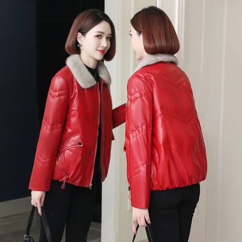 小皮衣真皮羽绒服女2025冬季新款休闲时尚海宁绵羊皮夹克外套短款