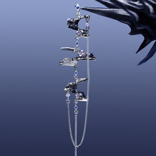 绘间手绘【末世篇章-通天塔】赛博废土酷帅中性长款流苏耳环耳夹