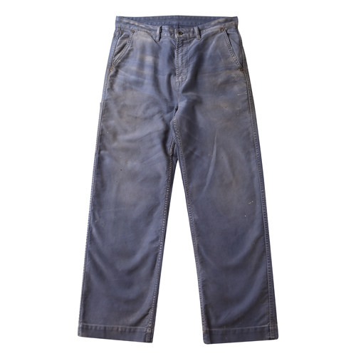 WIROTE威络 350g鼹鼠皮法式慵懒紫补丁工装宽松直筒面包裤休闲裤