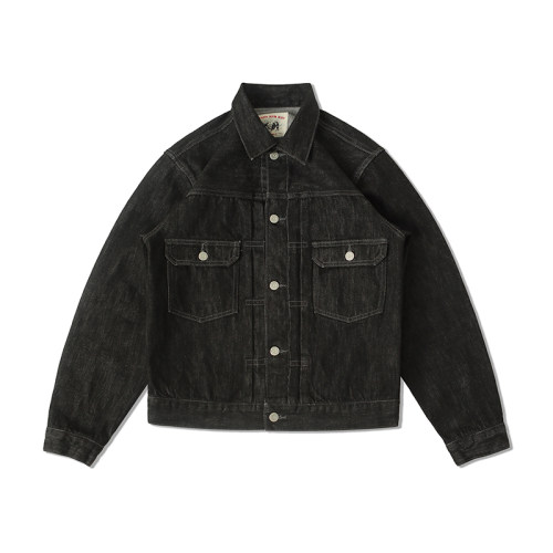 WIROTE威络 TYPE II 黑色原牛养牛款 合身正肩原色牛仔夹克外套