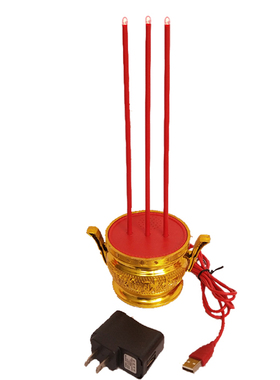 红色电池款led香炉灯仿真蜡烛台供佛摆件电子蜡烛供奉财神灯供灯