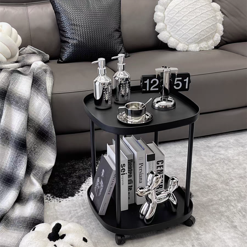 轻奢移动茶几沙发边几小桌带轮子