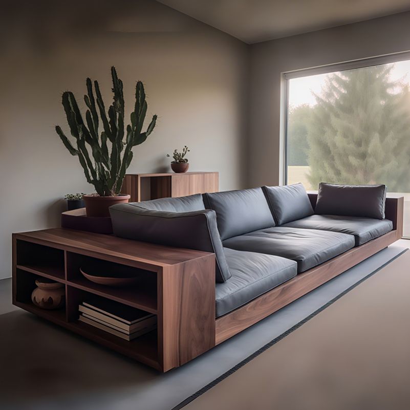 中古风黑胡桃木直排实木沙发2025新款中古风轻奢客厅储物家用简约