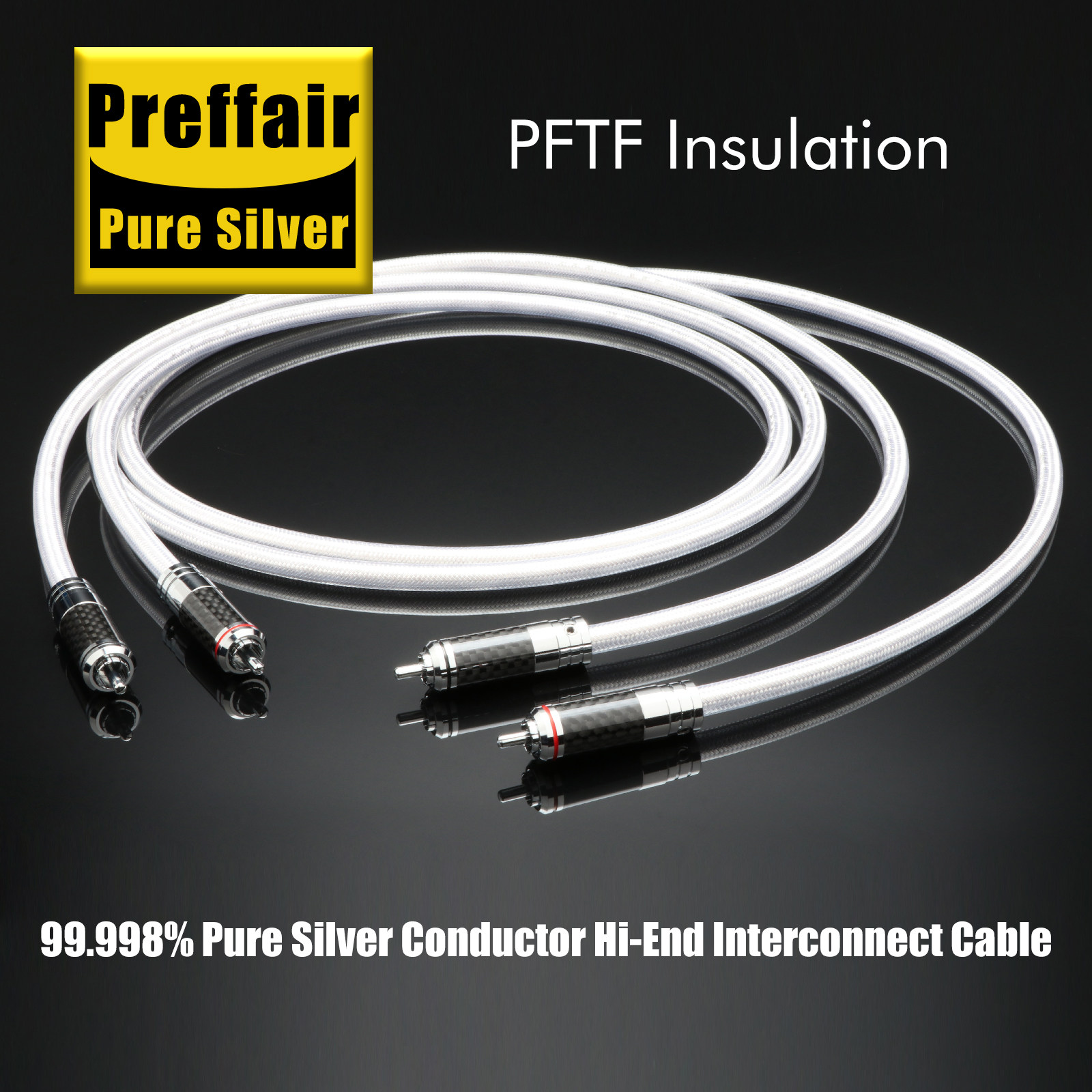 Preffair X451纯银RCA信号线碳纤维音频线HiFi音响功放CD机连接线