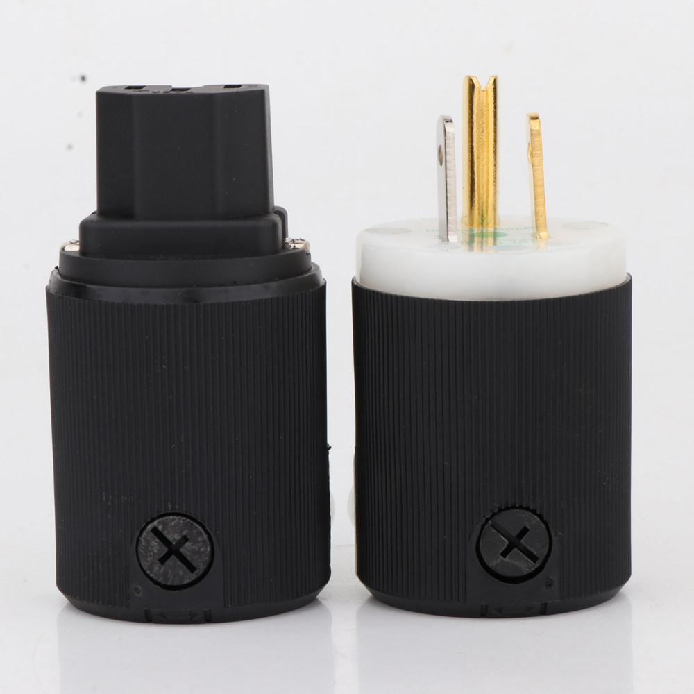 荷宝8215cg 美标镀金紫铜 电源线插头插尾 发烧音响diy公母尾插