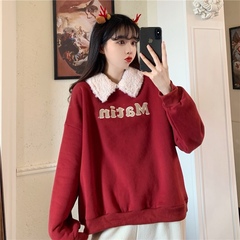 Real shot real price ~ thickened Plush embroidered letter baby collar sweater
