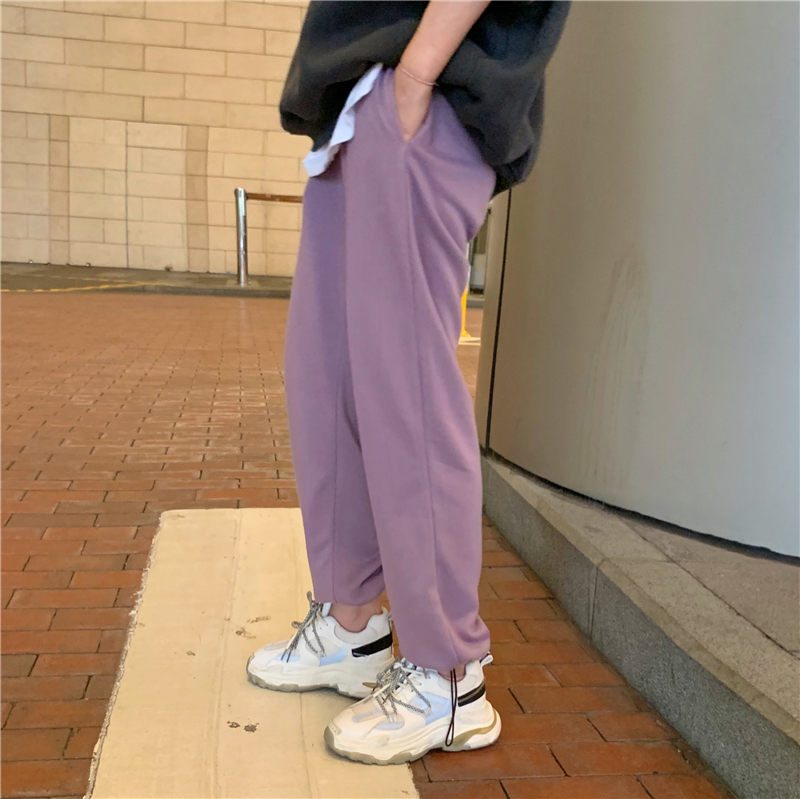 Real shot real price ~ easy to wear thin and high solid color plush and thick casual sports pants and Leggings