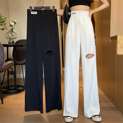 Real price ~ wide leg pants with broken knees, high waist, loose, thin and sagging casual pants