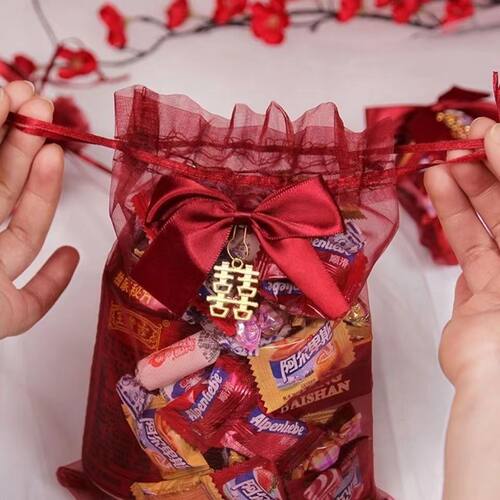 喜糖袋高档网纱袋手提婚