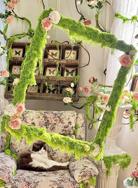 幼儿园春天环创吊饰展台自然角装饰造景植物氛围场景布置绿色纱幔