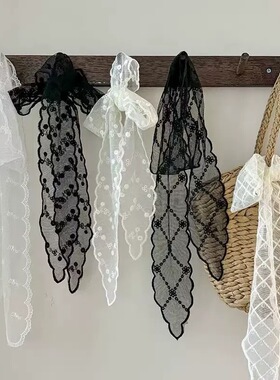 韩版新款森系蕾丝长条丝巾女个性百搭装饰飘带法式发带多功能腰带