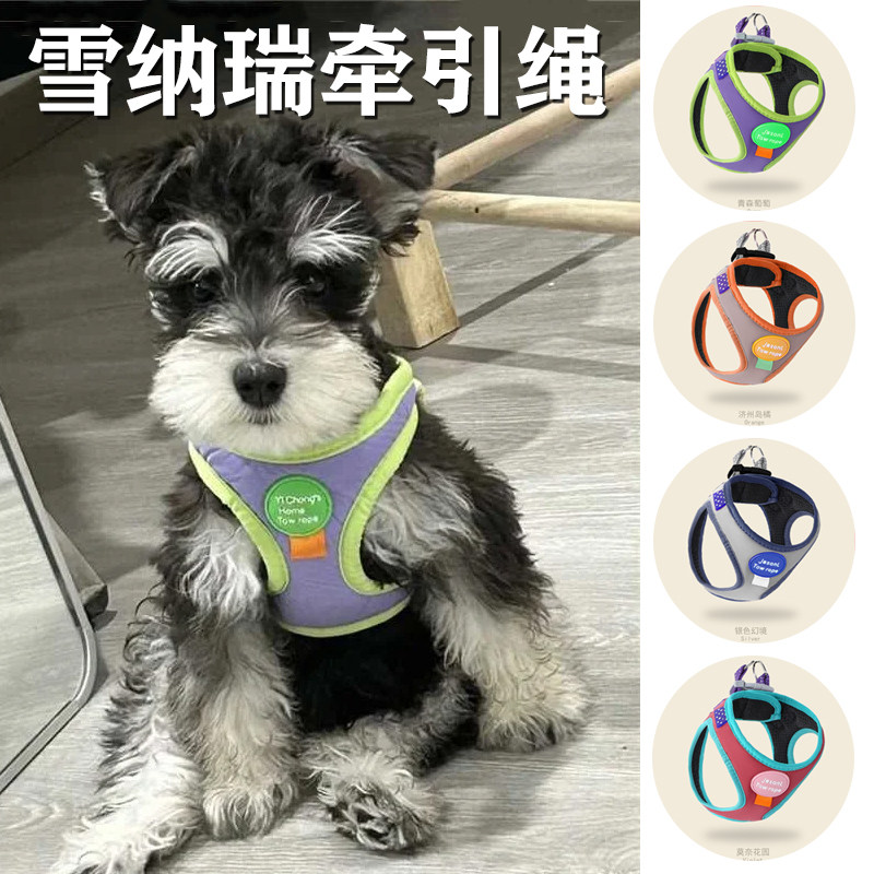 多巴胺雪纳瑞牵引绳专用小型犬外出户外遛狗绳子小体幼犬胸背背心