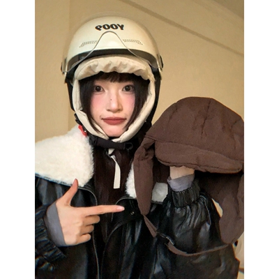 头盔鸭嘴雷锋帽女男冬季加绒加厚保暖骑电动车防风防寒学生帽子