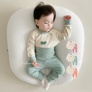 婴幼儿德绒保暖内衣分体套装秋冬高腰护肚男女宝宝无骨打底睡衣