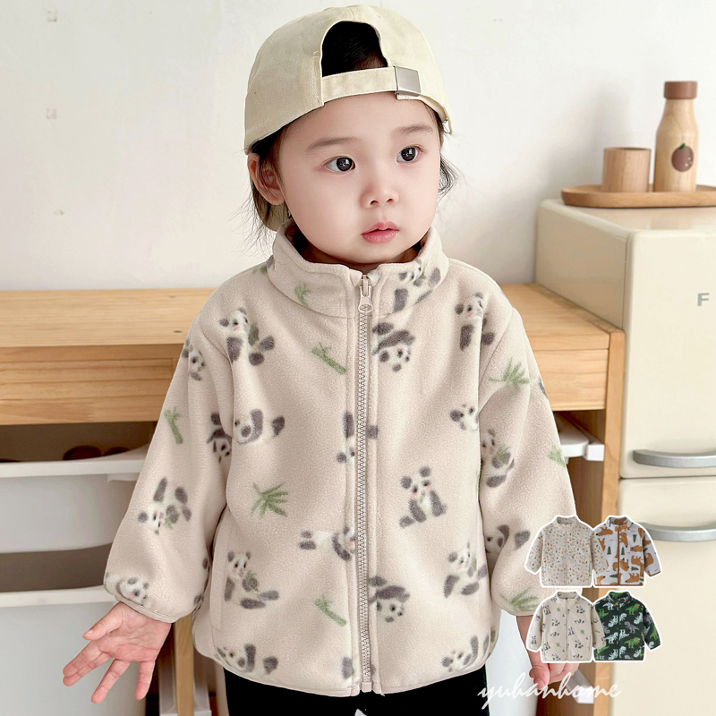 摇粒绒加绒春秋冬立领卡通外套