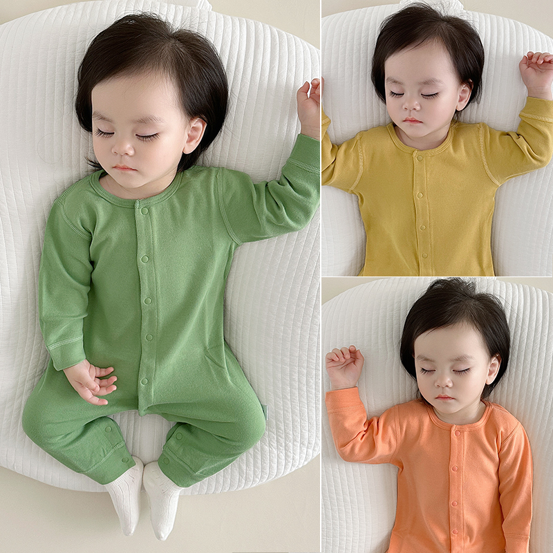 婴儿直襟无骨睡衣连体衣