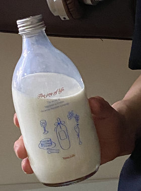 法式复古冷泡瓶玻璃杯便携随手咖啡杯ins风小众拍摄道具玻璃瓶子