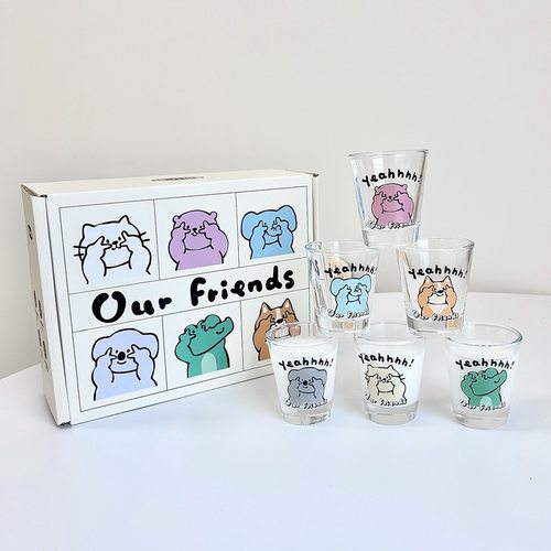 【礼盒6只套装】50ml迷你玻璃烧酒杯ins高级感白酒杯子家用烈酒杯