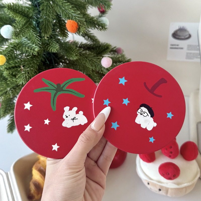 ins可爱圣诞节礼物杯垫新年苹果杯垫卡通红色可爱隔热垫防烫杯垫,餐饮具,杯垫,淘宝优惠券,粉丝福利购,淘宝优惠卷