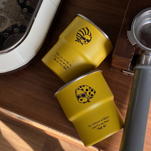 304不锈钢水杯 小众黄色涂鸦小修狗户外野营杯咖啡杯漱口杯刷牙杯