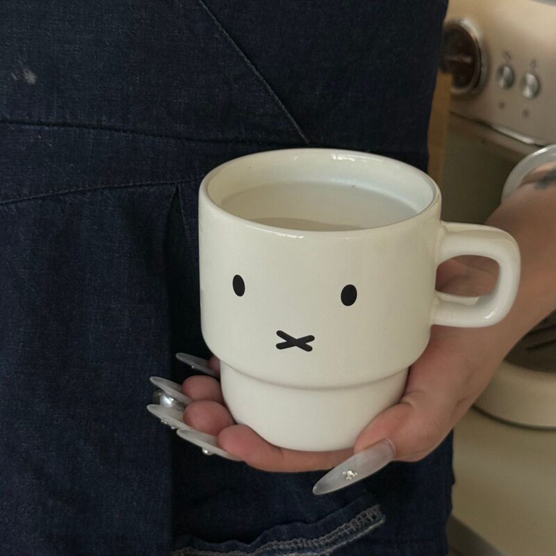 可爱小白兔陶瓷马克杯ins风咖啡杯水杯高颜值卡通家用早餐牛奶杯