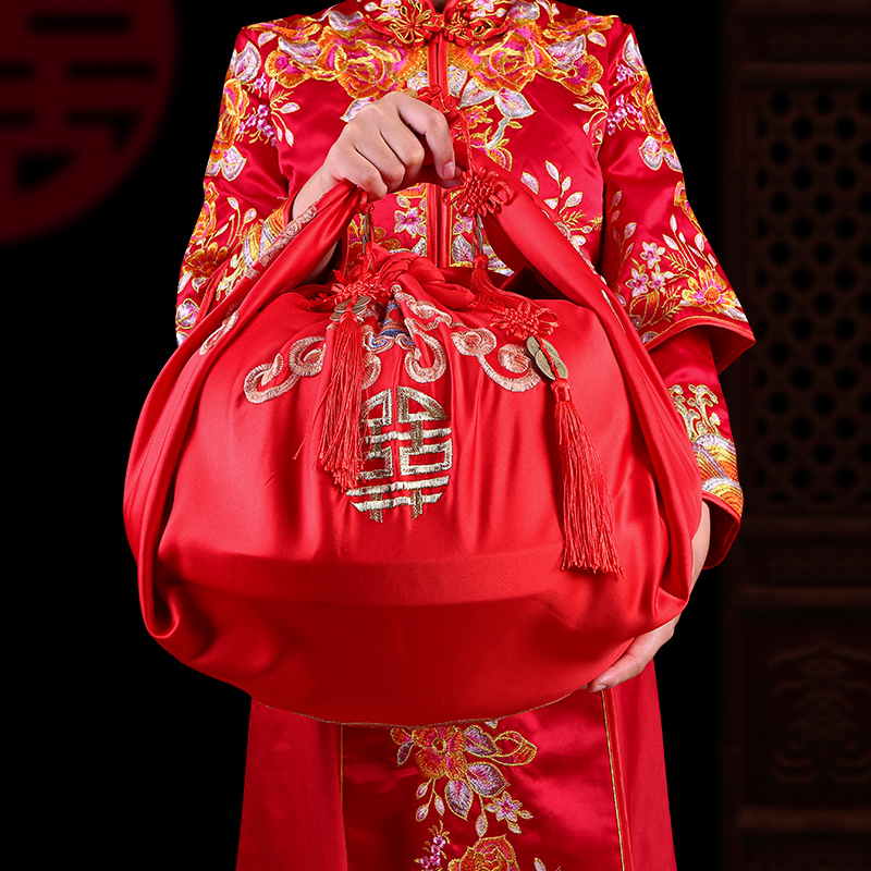 结婚包袱皮包裹布新娘陪嫁红包袱大全嫁妆包盆布婚庆用品喜盆红布