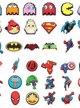 CROCS洞洞鞋正品动漫鞋花鞋扣沙滩鞋可拆卸DIY配饰蝙蝠侠智必星