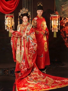 【出租】遇囍来汉服婚服明制新引凤来拖尾大袖衫套装中式传统婚礼