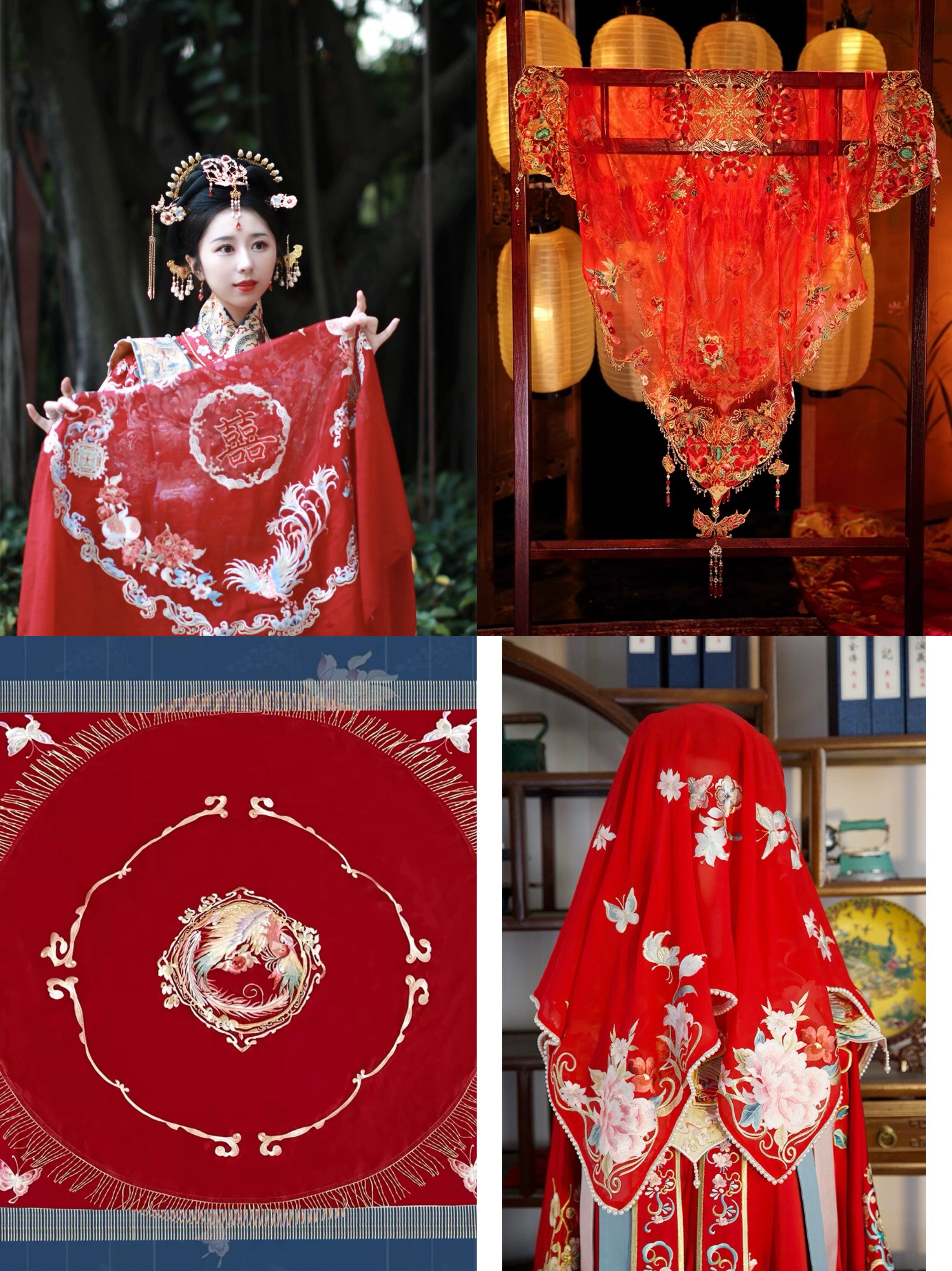 【出租盖头合集】桃花序花玉颜红盖头合集春夏汉服重工刺绣婚服图片