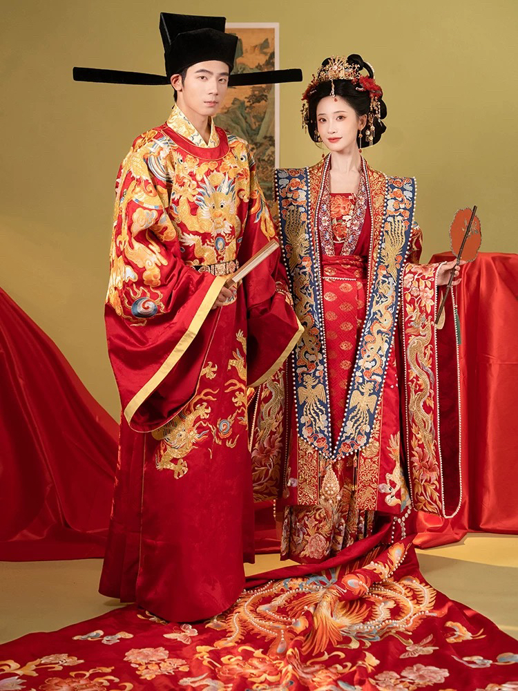 【出租】桃花序凤起临安宋制婚服重工凤冠霞帔汉服百迭裙套装男女