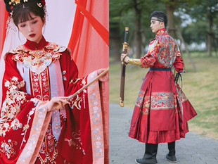 飞鱼服 桃花序霓凰砚滨纱明制汉服罩甲宝相龙抱走阿宁同款 出租