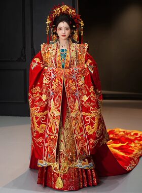 【出租】桃花序龙凤呈祥宋制婚服2026新款中式重工凤冠霞帔汉服女