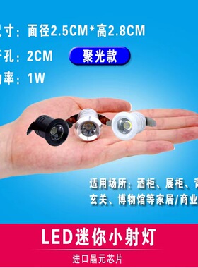 黑色迷你led小射灯1W3W开孔2.2公分20mm嵌入式微型店铺满天星空顶
