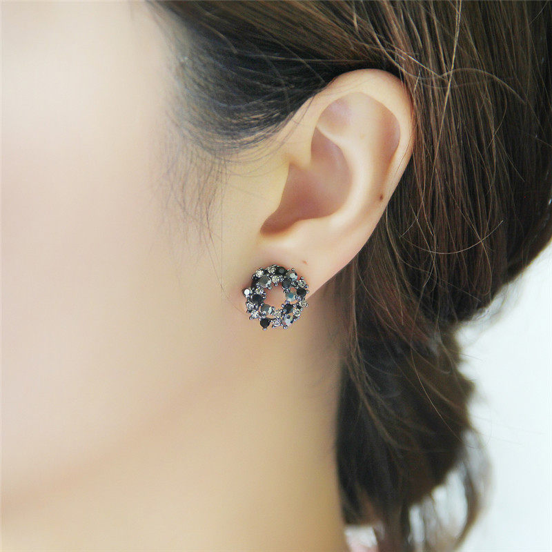 新款时尚甜美花环组合首饰品耳钉