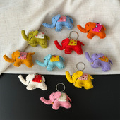 可爱羊毛毡迷你小象挂件钉珠大象钥匙扣创意立体彩色动物包挂配饰