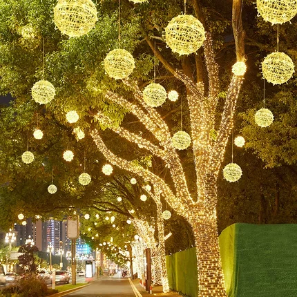 led彩灯闪灯串灯满天星户外景观挂树球形灯藤球灯亮化装饰灯挂灯